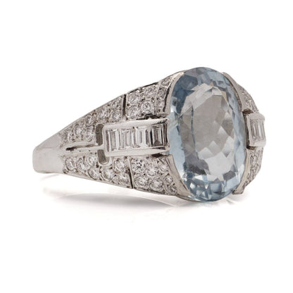 4.54ct Oval Paraiba Tourmaline and Diamond Cluster Dress Ring in Platinum