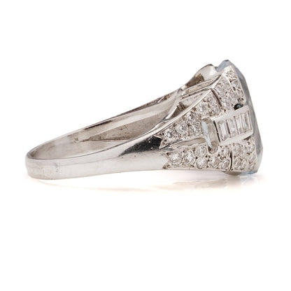 4.54ct Oval Paraiba Tourmaline and Diamond Cluster Dress Ring in Platinum