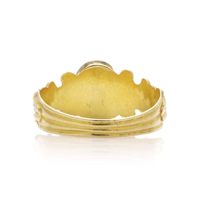 Antique Carved Obsidian Intaglio and Decorative 18ct Yellow Gold Ring