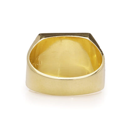 Vintage Chinese square jade and gold men's ring