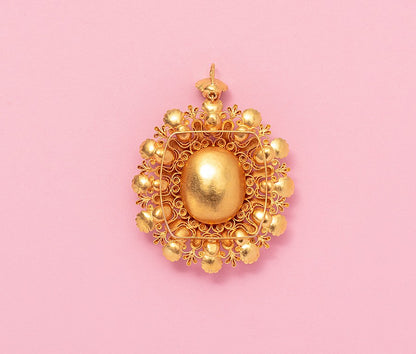 Georgian 18ct Gold Pendant with Chrysoprase & Rubes