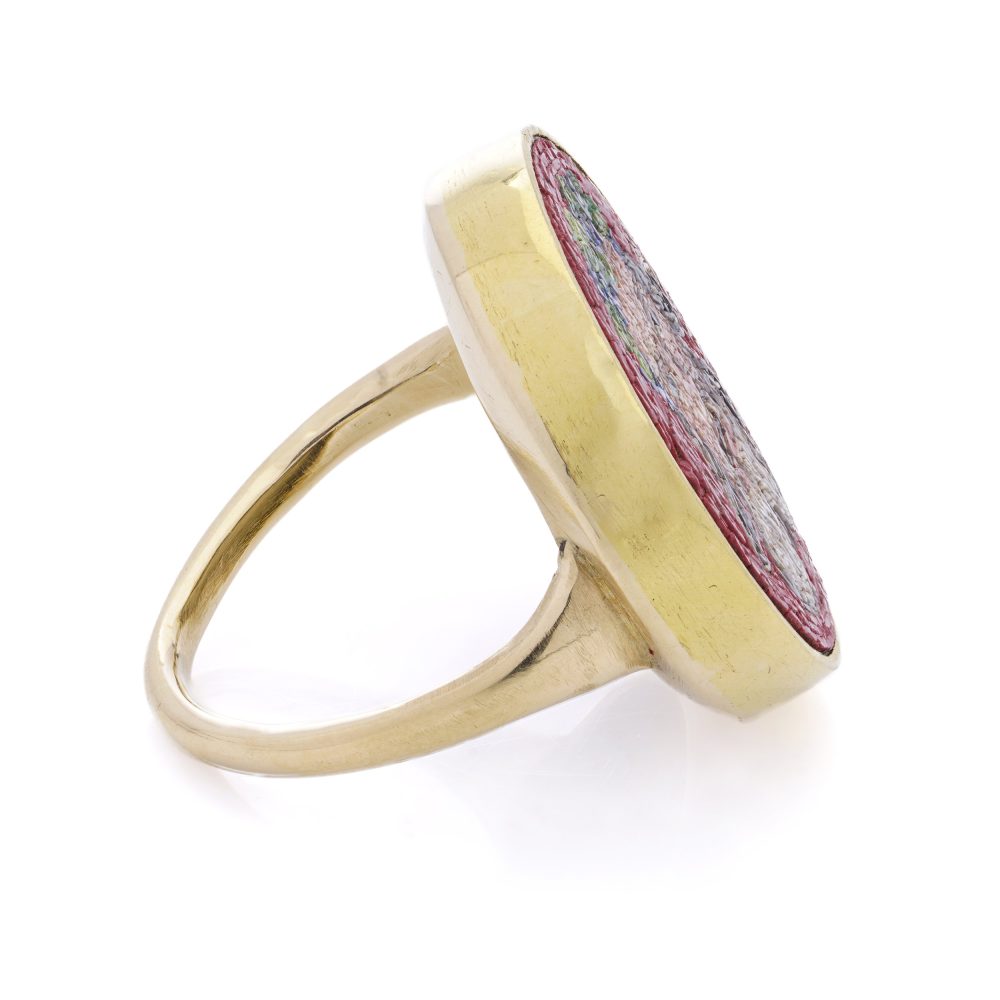 19th Century gold micro mosaic ring, featuring a Bacchus head.