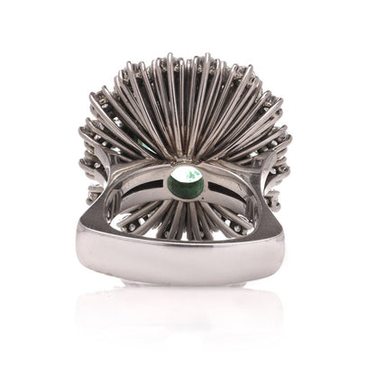 Vintage 8.50ct Colombian Emerald and Diamond Cluster Ring