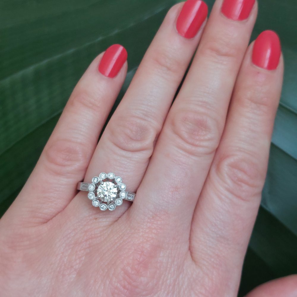 Diamond Flower Cluster Dress Ring, 0.97 carat total