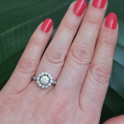Diamond Flower Cluster Dress Ring, 0.97 carat total