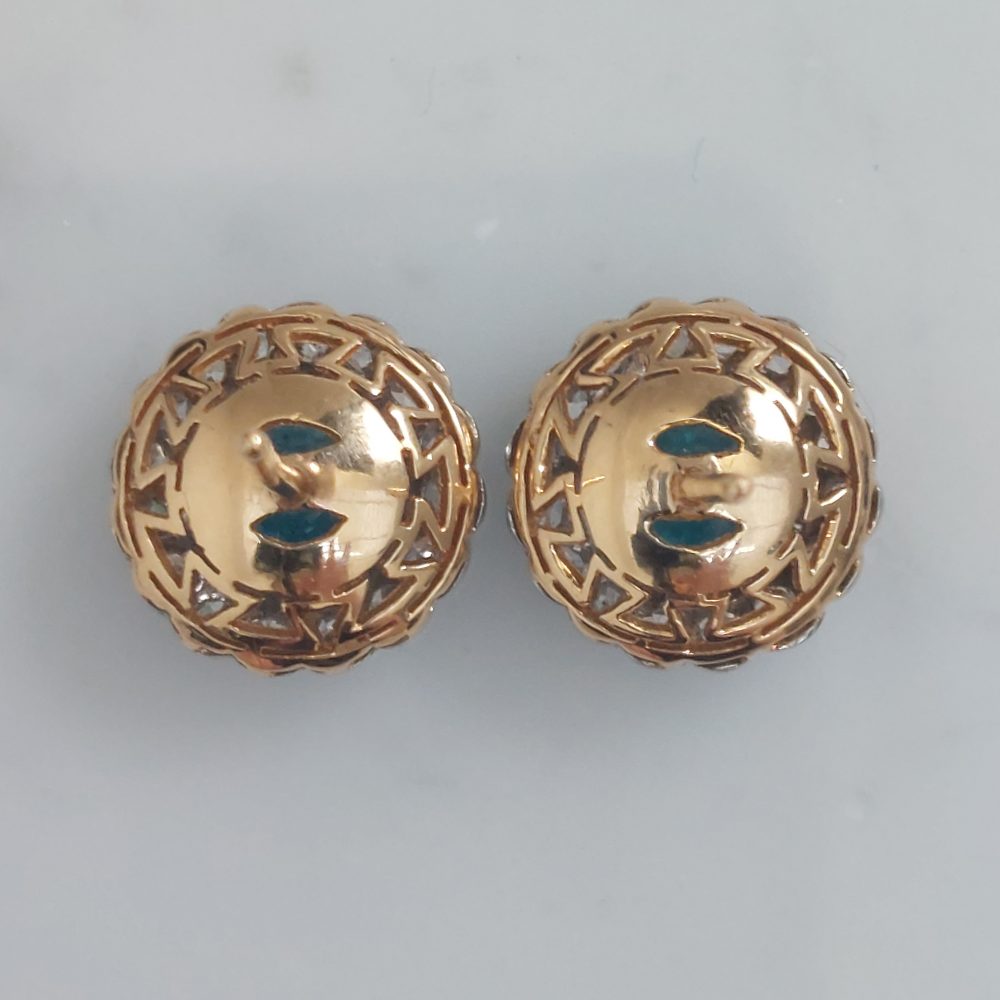 5ct Electric Blue Zircon and Diamond Cluster Stud Earrings