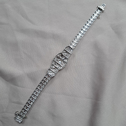 Art Deco Platinum and Diamond Bracelet with Calibre Sapphires