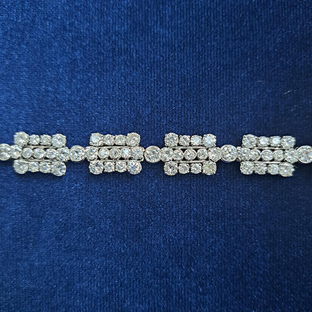 French Art Deco Diamond Bracelet in Platinum, 12 carats