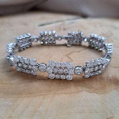 French Art Deco 12cts Diamond Cluster Link Bracelet in Platinum