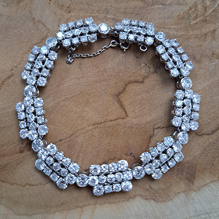 French Art Deco 12cts Diamond Cluster Link Bracelet in Platinum