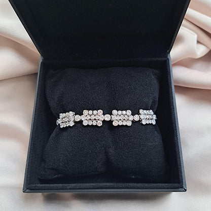 French Art Deco 12cts Diamond Cluster Link Bracelet in Platinum