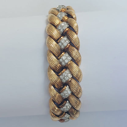 Retro 1970s Gold and Diamond Bracelet