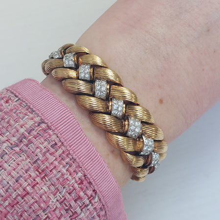 Retro 1970s Gold and Diamond Bracelet