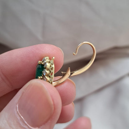 Antique Natural Colombian Emerald and Diamond Earrings