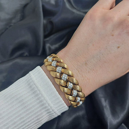 Retro 1970s Gold and Diamond Bracelet