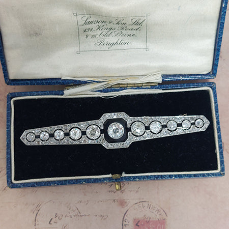 Onyx and Diamond Brooch, 6.00 carat total