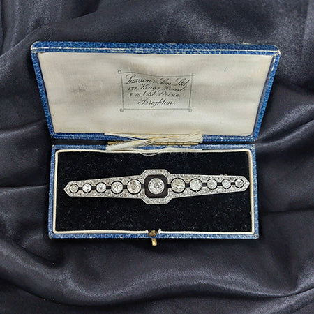 Onyx and Diamond Brooch, 6.00 carat total