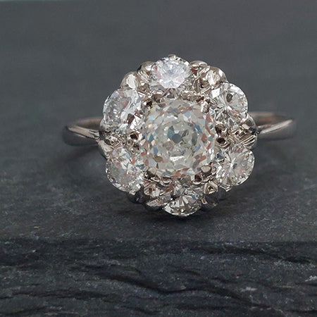 Old Cut Diamond Cluster Ring, 1.70 carats