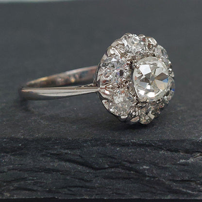 Old Cut Diamond Cluster Ring, 1.70 carats