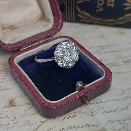 Old Cut Diamond Cluster Ring, 1.70 carats