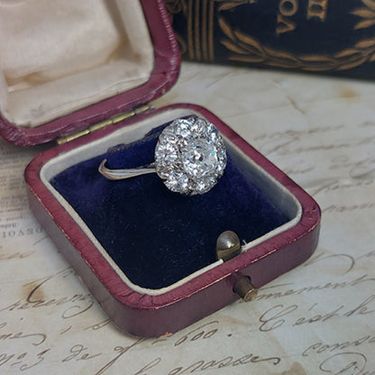 Old Cut Diamond Cluster Ring, 1.70 carats