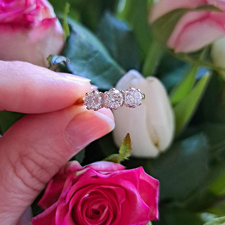 Vintage Diamond Three Stone Ring, 1.00 carat total