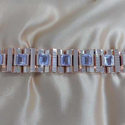 Vintage 1940s Retro Kunzite and Gold Tank Bracelet