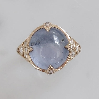 Star Sapphire and Diamond Cluster Dress Ring