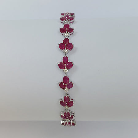 11.71ct Ruby Floral Leaf Cluster and Diamond Bracelet