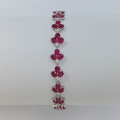 11.71ct Ruby Floral Leaf Cluster and Diamond Bracelet
