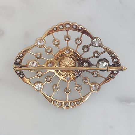 Belle Epoque Pearl and Diamond Brooch