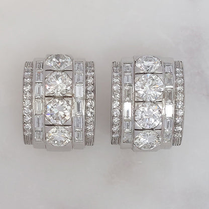 Vintage 1940s Diamond Gold Platinum Clip Earrings