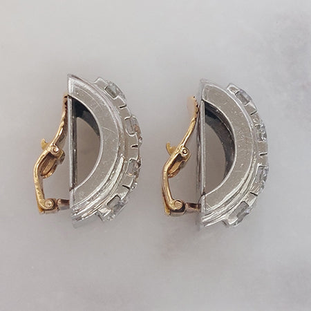 Vintage 1940s Diamond Gold Platinum Clip Earrings, 10.50 carat total