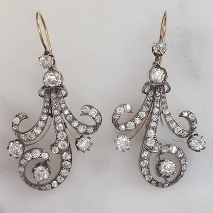 Antique Victorian Diamond Drop Earrings
