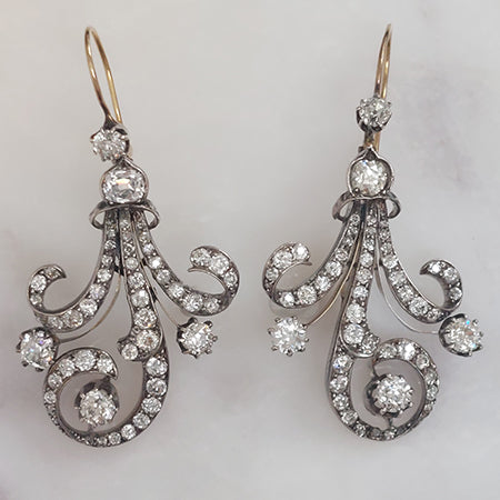 Antique Victorian Diamond Drop Earrings