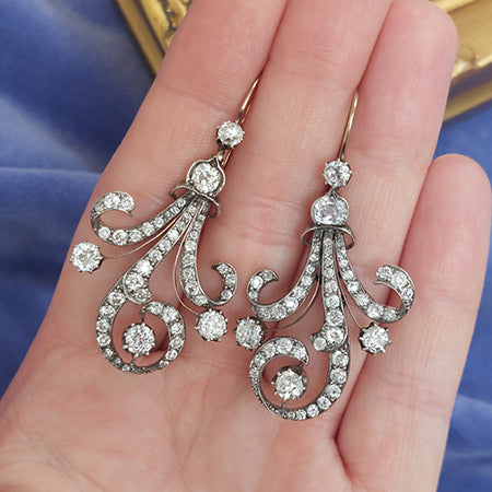Antique Victorian Diamond Drop Earrings