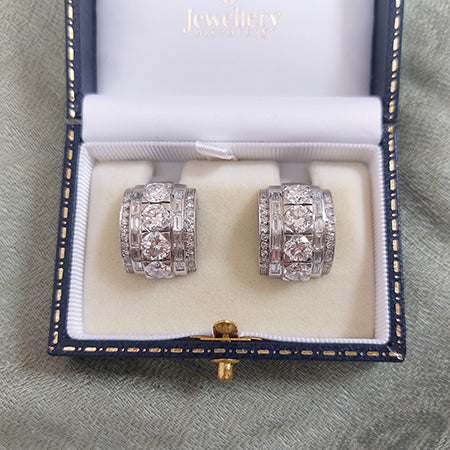 Vintage 1940s Diamond Clip Earrings, 10.50 carats