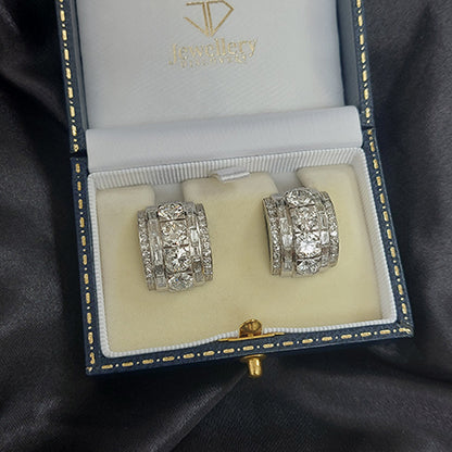 Vintage 1940s Diamond Gold Platinum Clip Earrings