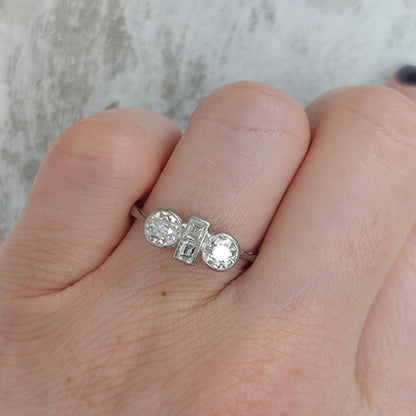 Art Deco Diamond Engagement Ring in Platinum, 1.20 carat total