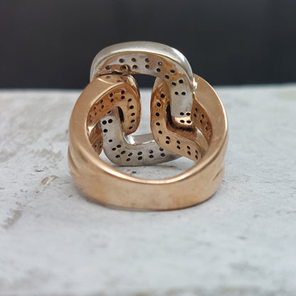 Vintage Retro Diamond Set 18ct Yellow Gold Buckle Dress Ring