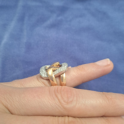 Vintage Retro Diamond Set 18ct Yellow Gold Buckle Dress Ring