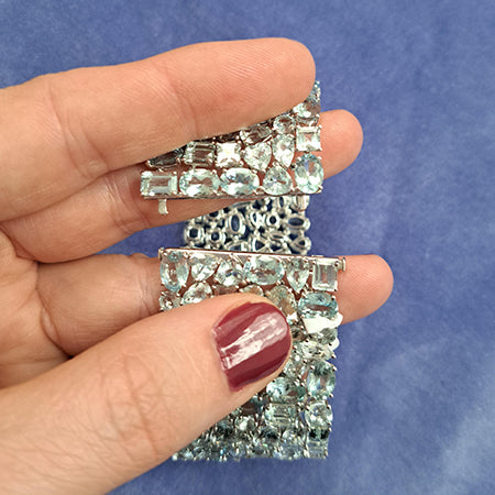 Aquamarine Wide Cuff Bracelet, 74.34 carats