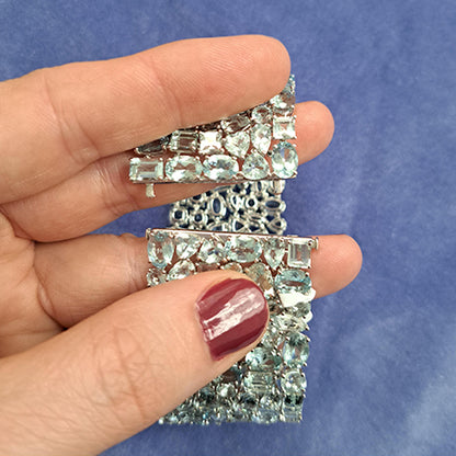 Aquamarine Wide Cuff Bracelet, 74.34 carats