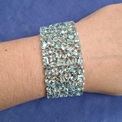 Aquamarine Wide Cuff Bracelet, 74.34 carats