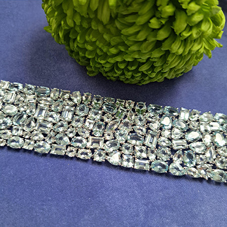 Aquamarine Wide Cuff Bracelet, 74.34 carats