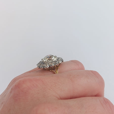 Antique Style Old-Cut Diamond Cluster Ring, 4.18ct, with Certificate