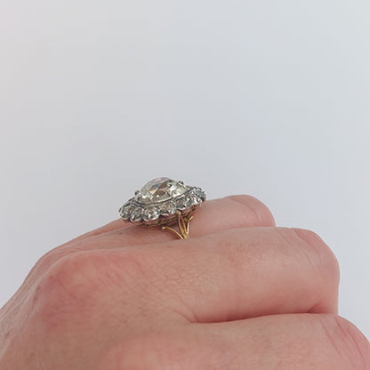 Antique Style Old-Cut Diamond Cluster Ring, 4.18ct, with Certificate