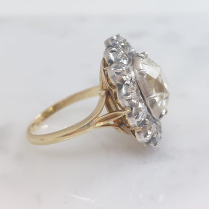 Antique Style Old-Cut Diamond Cluster Ring, 4.18ct, with Certificate