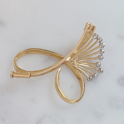 Diamond Set 18ct Yellow Gold Spray Brooch