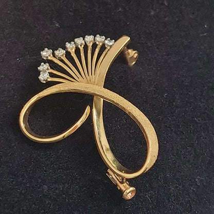Diamond Set 18ct Yellow Gold Spray Brooch